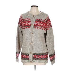 Pachamama Sweater Cardigan Crewneck Wool Handmade Handknit Fair Isle Christmas